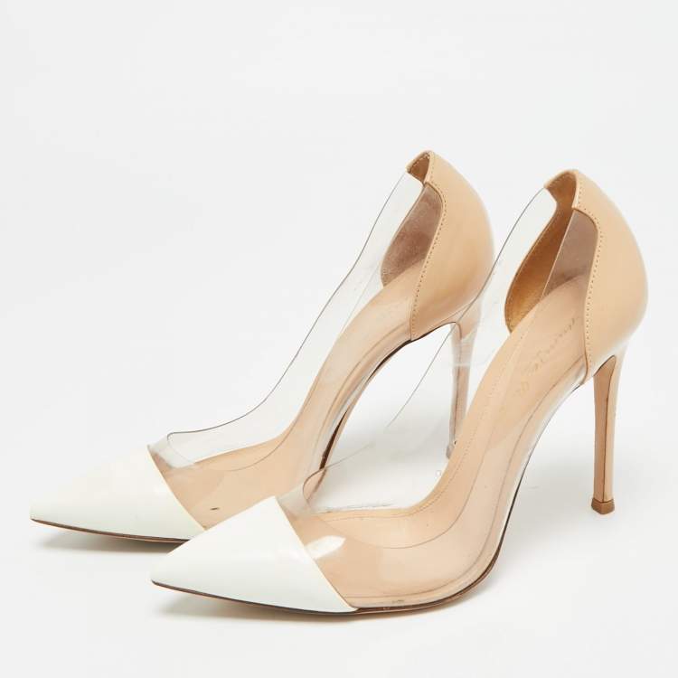 Pre Owned Gianvito Rossi Plexi Size 36.5 Tricolor Leather and PVC Pumps