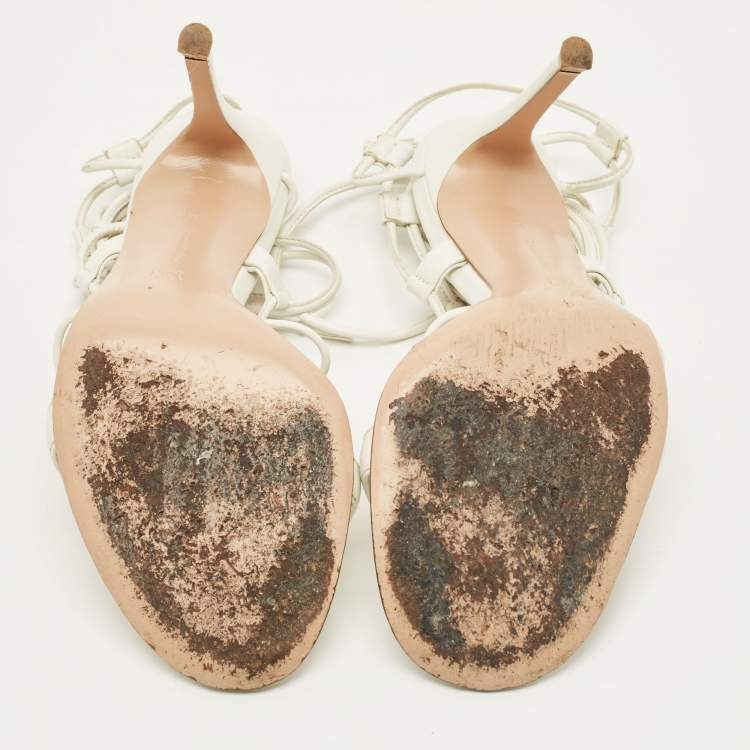 Pre Owned Gianvito Rossi Sylvie Size 38 White Leather Ankle Strap Sandals