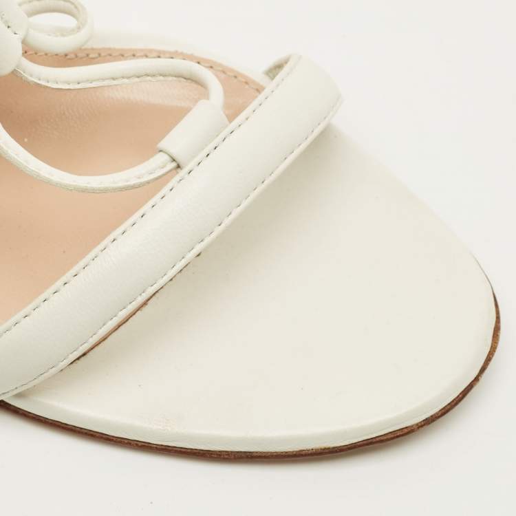 Pre Owned Gianvito Rossi Sylvie Size 38 White Leather Ankle Strap Sandals