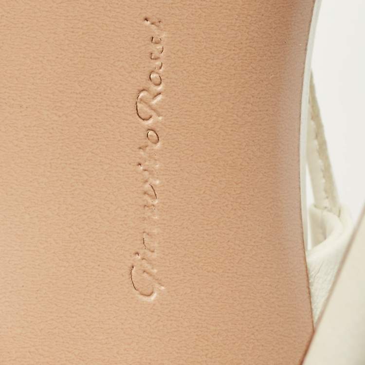 Pre Owned Gianvito Rossi Sylvie Size 38 White Leather Ankle Strap Sandals