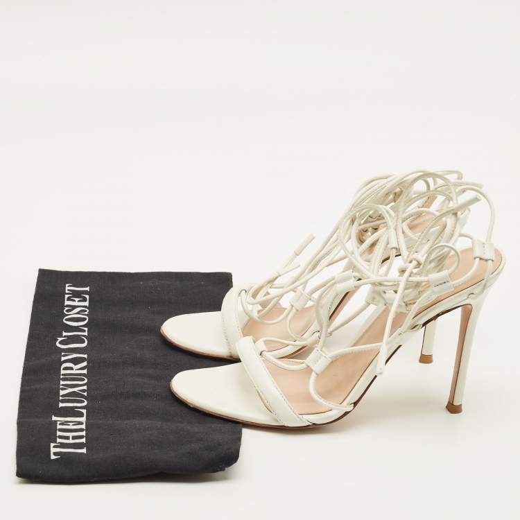 Pre Owned Gianvito Rossi Sylvie Size 38 White Leather Ankle Strap Sandals