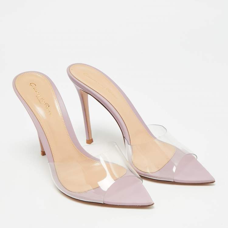 مملوكة مسبقًا Gianvito Rossi Elle Size 39 Transparent Leather and PVC Slide Sandals