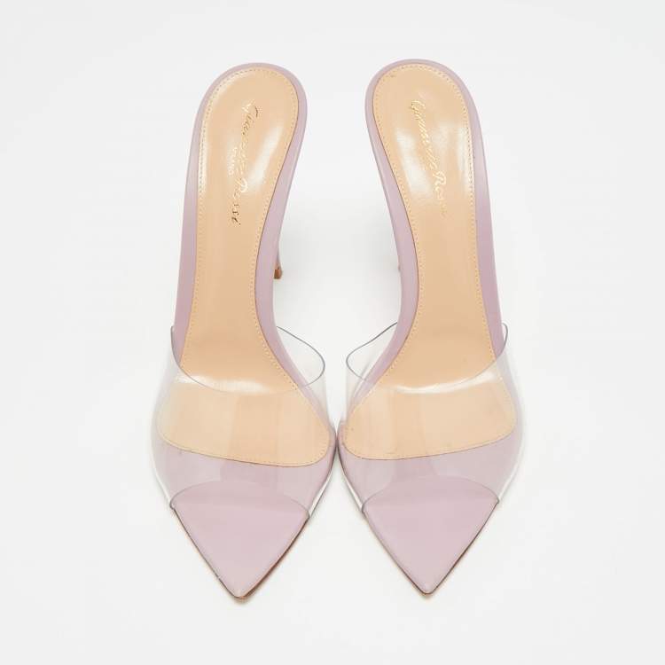 مملوكة مسبقًا Gianvito Rossi Elle Size 39 Transparent Leather and PVC Slide Sandals