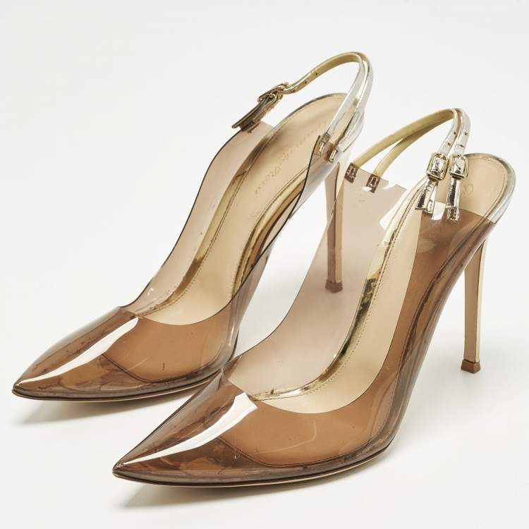 Pre Owned Gianvito Rossi kyle Size 41 Tricolor Leather and PVC Slingback Pumps