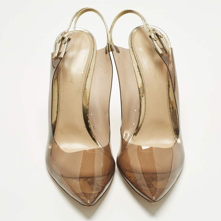 Pre Owned Gianvito Rossi kyle Size 41 Tricolor Leather and PVC Slingback Pumps