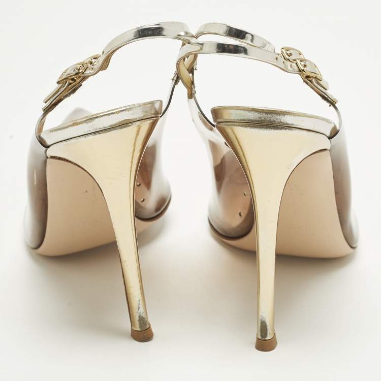 Pre Owned Gianvito Rossi kyle Size 41 Tricolor Leather and PVC Slingback Pumps