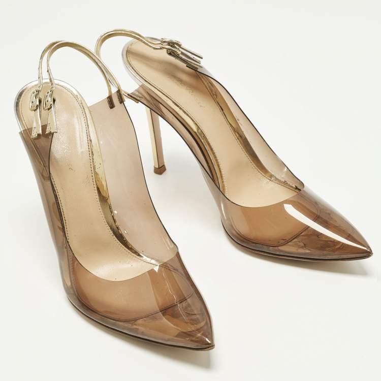 Pre Owned Gianvito Rossi kyle Size 41 Tricolor Leather and PVC Slingback Pumps