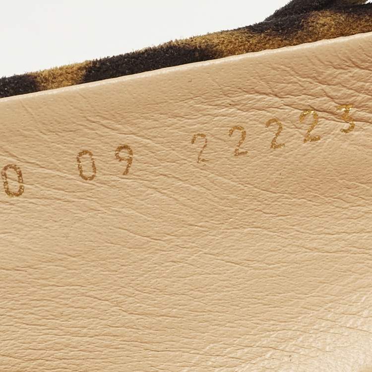 Pre Owned Gianvito Rossi Size 41.5 Brown Leopard Print Suede Mary Jane Ballet Flats