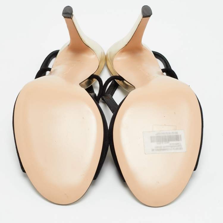 Pre Owned Gianvito Rossi Camoscio Size 38 Black Suede Slingback Sandals