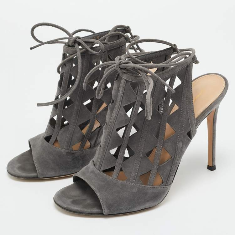 Pre Owned Gianvito Rossi Maxine Size 39 Grey Suede Sandals