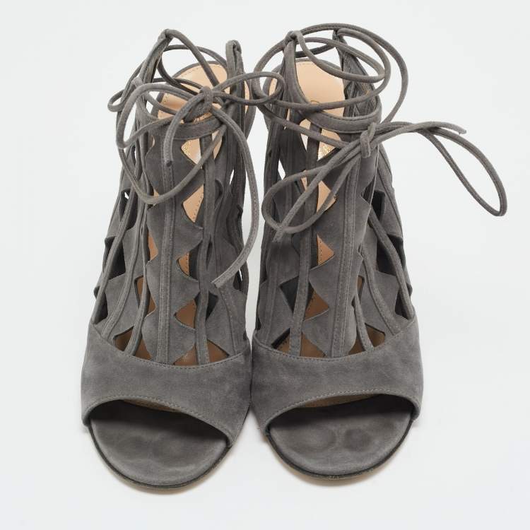 Pre Owned Gianvito Rossi Maxine Size 39 Grey Suede Sandals