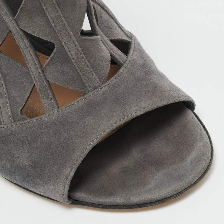 Pre Owned Gianvito Rossi Maxine Size 39 Grey Suede Sandals