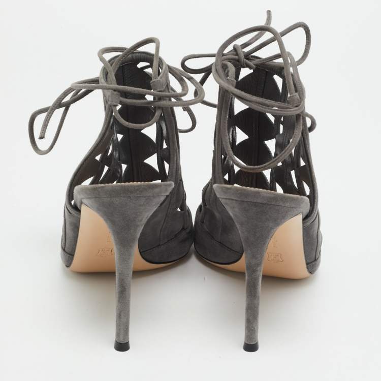 Pre Owned Gianvito Rossi Maxine Size 39 Grey Suede Sandals