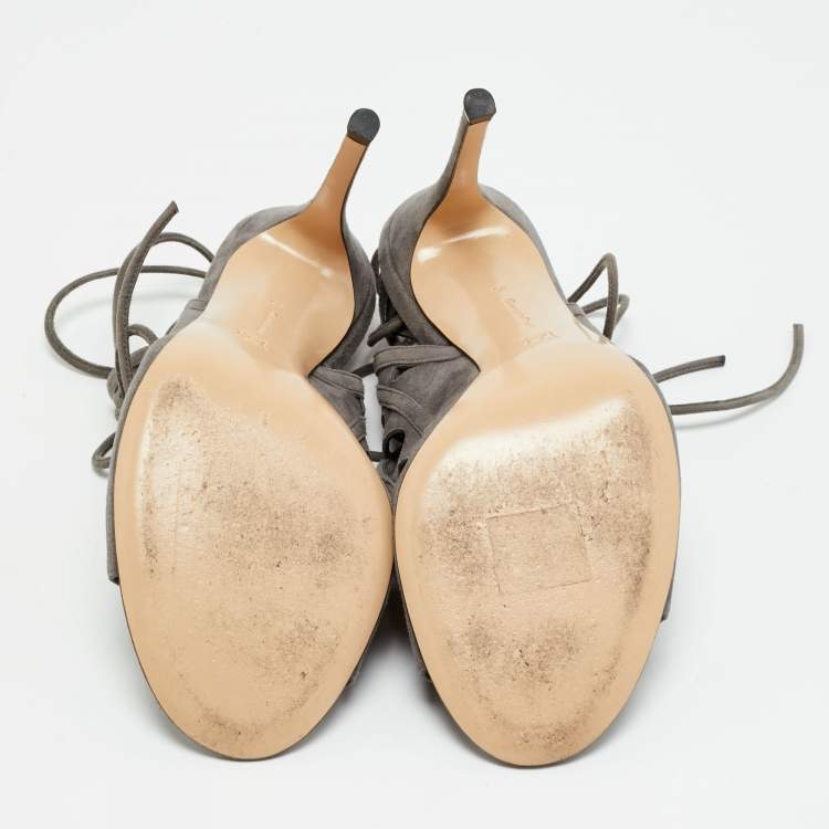 Pre Owned Gianvito Rossi Maxine Size 39 Grey Suede Sandals