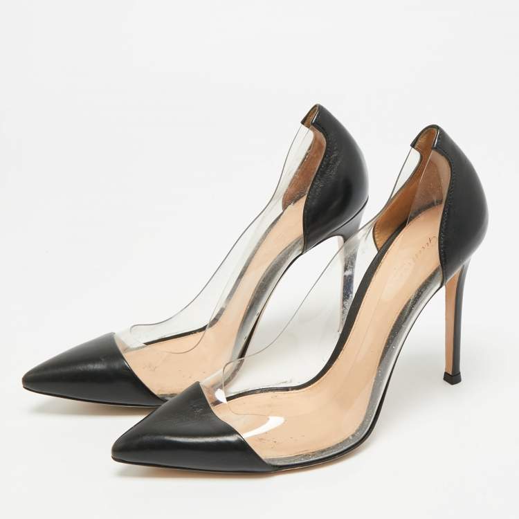 Pre Owned Gianvito Rossi Plexi Size 36 Black/Transparent Leather and PVC Pumps
