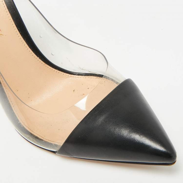 Pre Owned Gianvito Rossi Plexi Size 36 Black/Transparent Leather and PVC Pumps