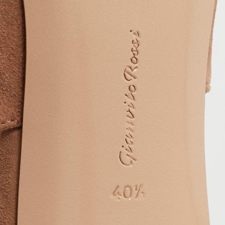 Pre Owned Gianvito Rossi Size 40.5 Beige Suede Slingback Pumps