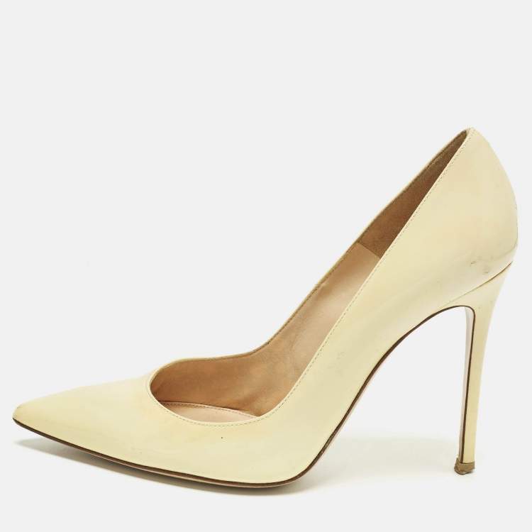 Pre Owned Gianvito Rossi Size 39 Yellow Patent Leather Pointed Toe Pumps