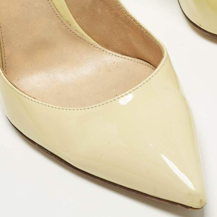 Pre Owned Gianvito Rossi Size 39 Yellow Patent Leather Pointed Toe Pumps