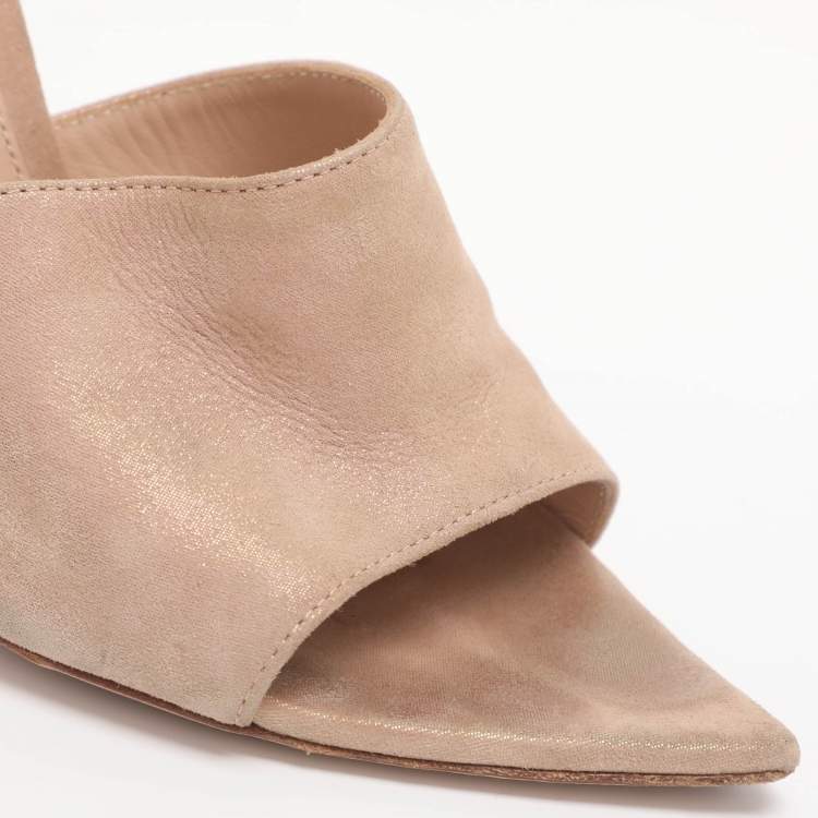 Pre Owned Gianvito Rossi Elle Size 35 Beige Suede Slide Sandals