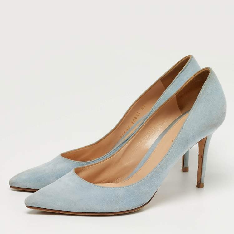 Pre Owned Gianvito Rossi Gianvito 85 Size 41 Blue Suede Pumps