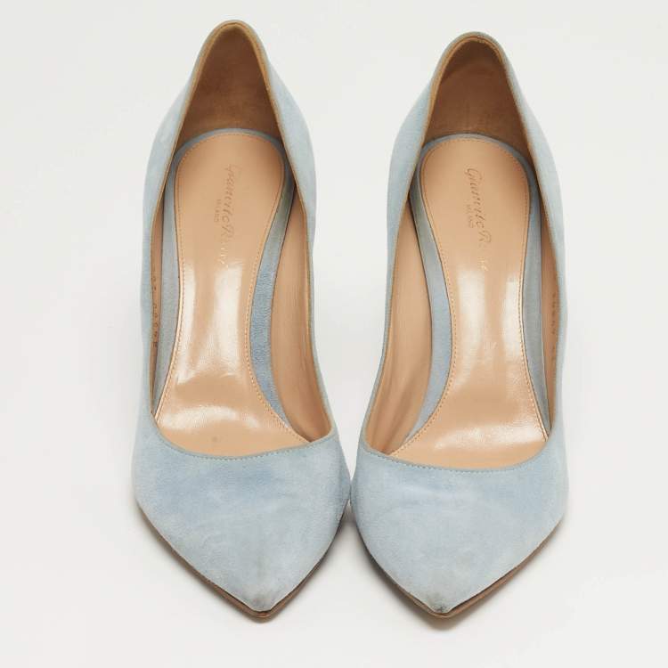 Pre Owned Gianvito Rossi Gianvito 85 Size 41 Blue Suede Pumps