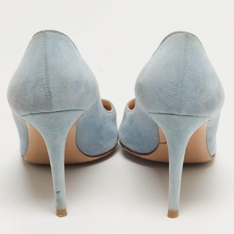 Pre Owned Gianvito Rossi Gianvito 85 Size 41 Blue Suede Pumps