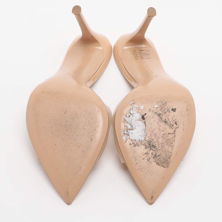 Pre Owned Gianvito Rossi Elle Size 39 Beige PVC Slide Sandals