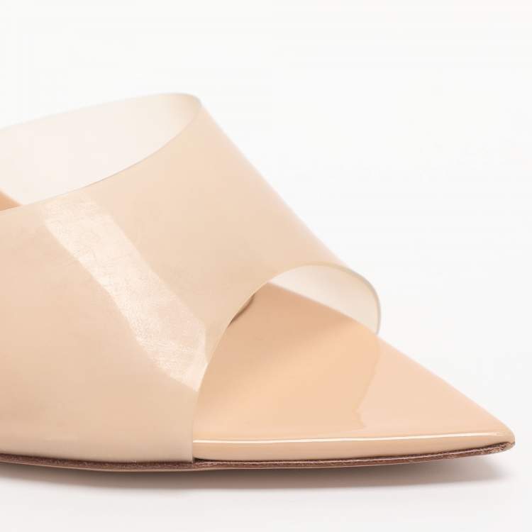 Pre Owned Gianvito Rossi Elle Size 39 Beige PVC Slide Sandals