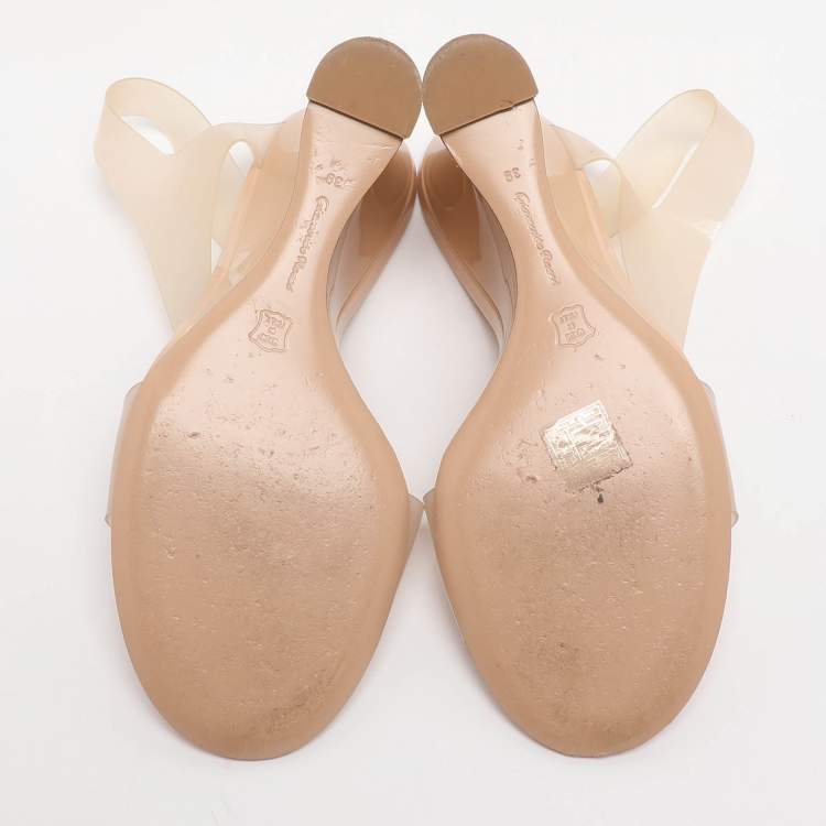 Pre Owned Gianvito Rossi Size 39 Beige PVC Wedge Sandals