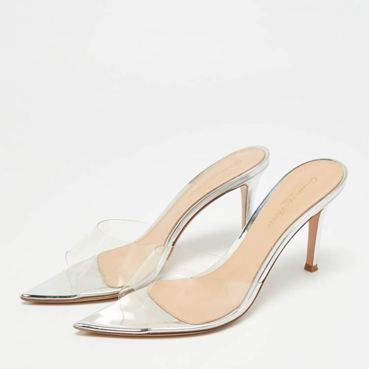 Pre Owned Gianvito Rossi Elle Size 37 Transparent PVC Slide Sandals