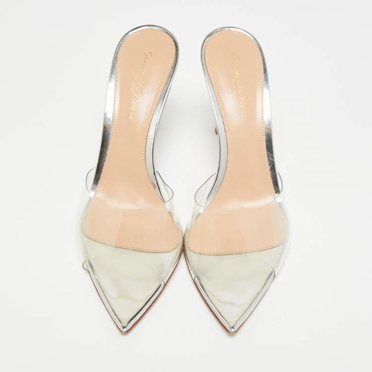 Pre Owned Gianvito Rossi Elle Size 37 Transparent PVC Slide Sandals
