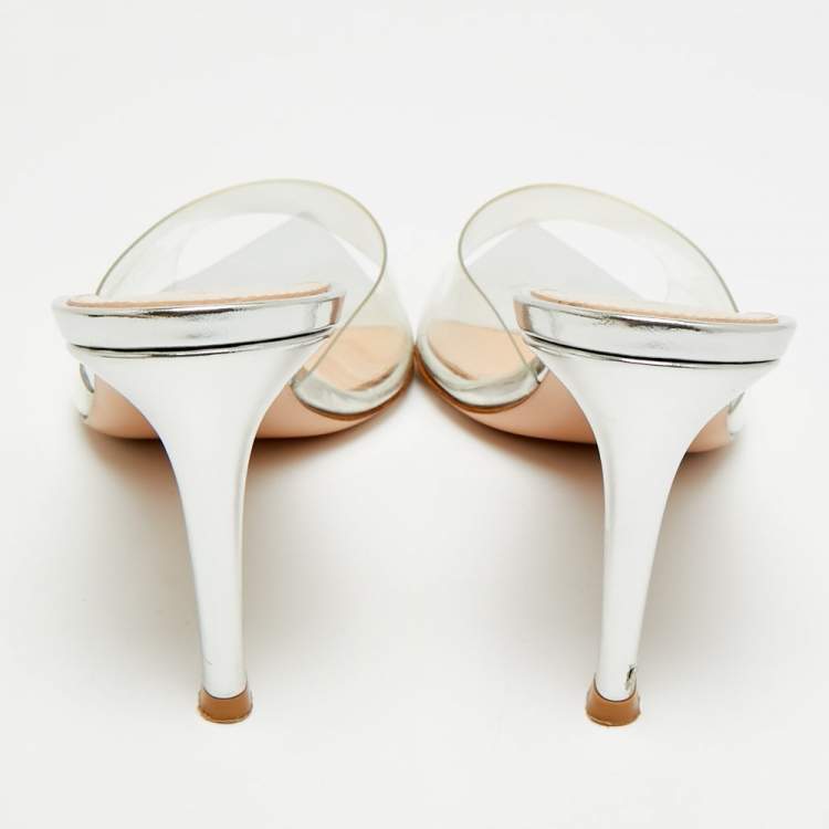 Pre Owned Gianvito Rossi Elle Size 37 Transparent PVC Slide Sandals