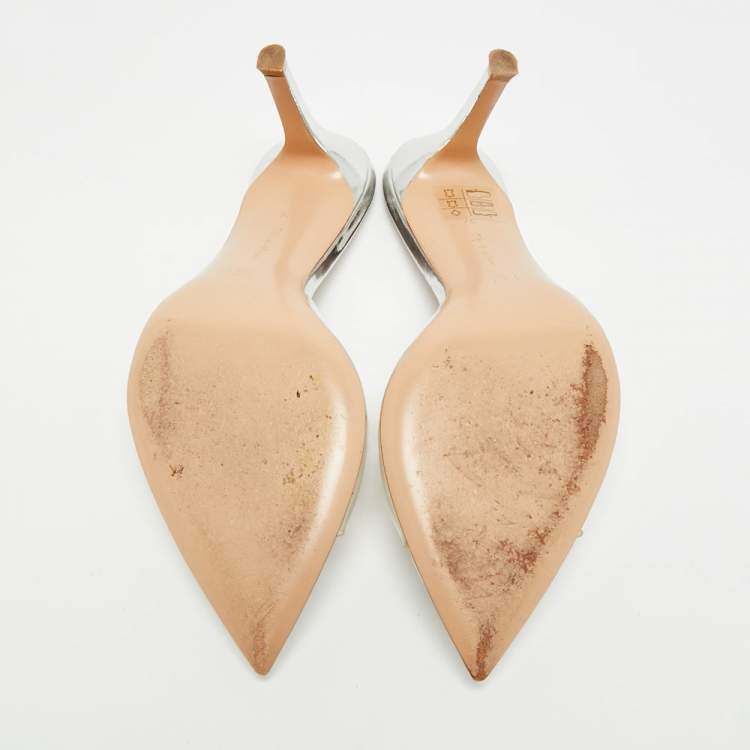 Pre Owned Gianvito Rossi Elle Size 37 Transparent PVC Slide Sandals