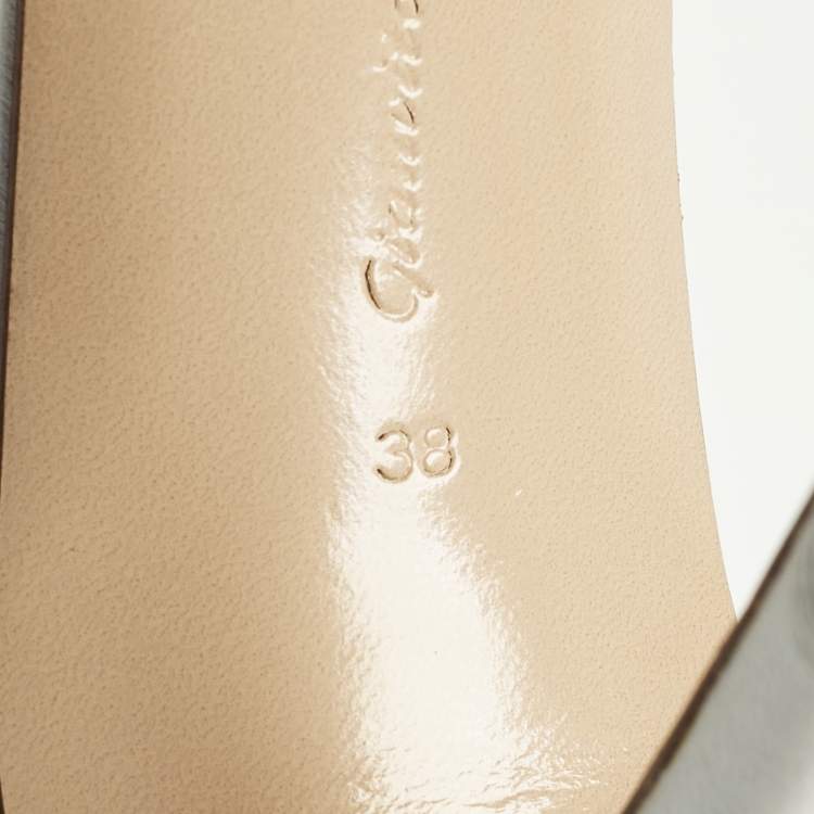 Pre Owned Gianvito Rossi Portofino Size 38 White Leather and PVC Ankle Strap Sandals