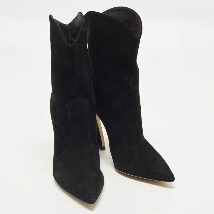 Pre Owned Gianvito Rossi Size 39 Black Suede Ankle Length Boots