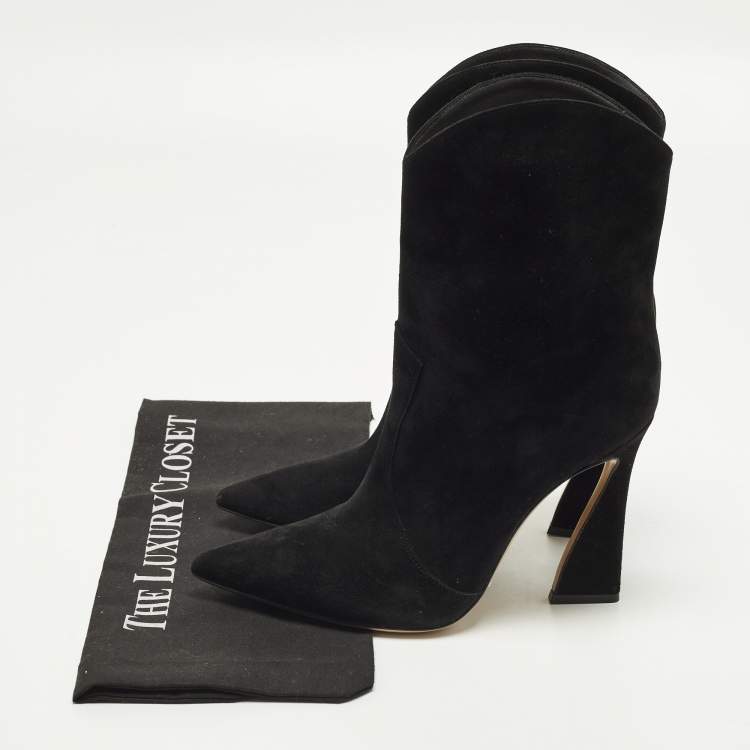 Pre Owned Gianvito Rossi Size 39 Black Suede Ankle Length Boots