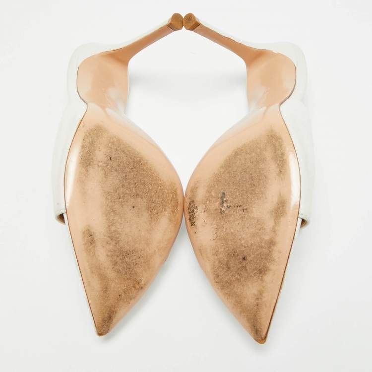 Pre Owned Gianvito Rossi Alise Size 38 White Leather Slide Sandals