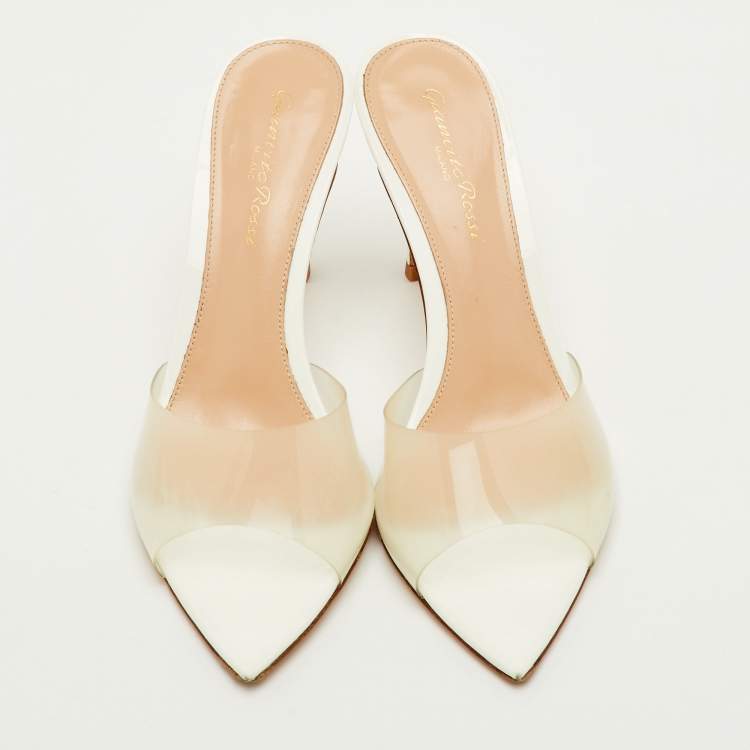 Pre Owned Gianvito Rossi Elle Size 36.5 White PVC Slide Sandals