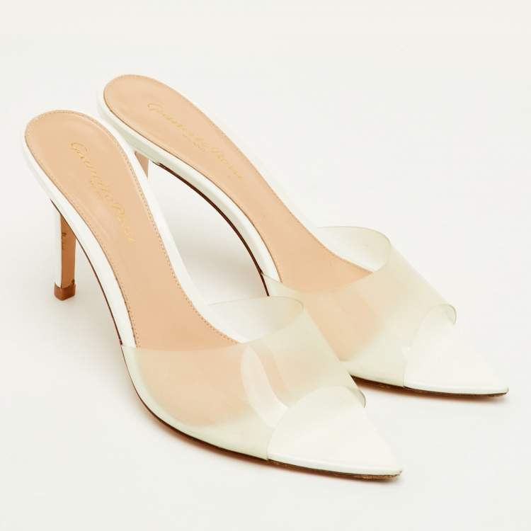 Pre Owned Gianvito Rossi Elle Size 36.5 White PVC Slide Sandals