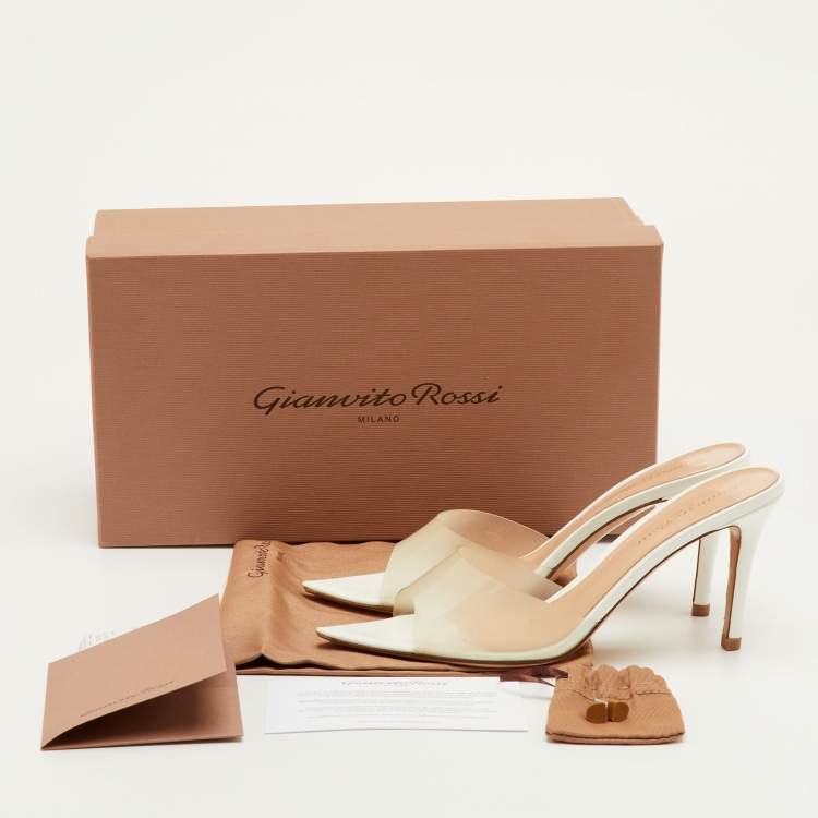 Pre Owned Gianvito Rossi Elle Size 36.5 White PVC Slide Sandals