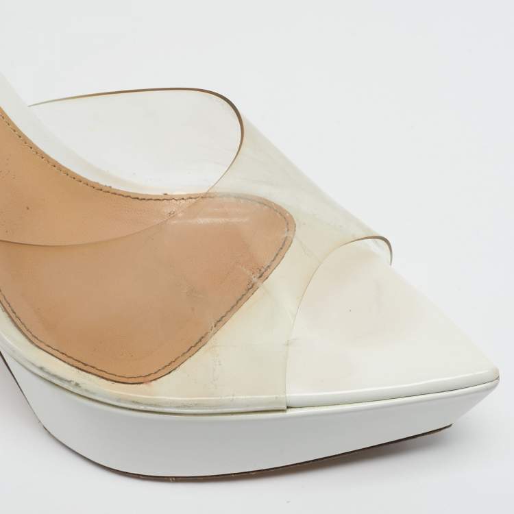مملوكة مسبقًا Gianvito Rossi Betty Size 37.5 Transparent PVC Platform Slide Sandals