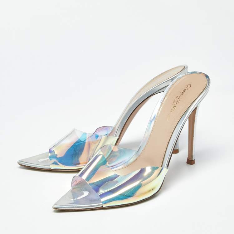 Pre Owned Gianvito Rossi Elle Size 39 Iridescent PVC Slide Sandals