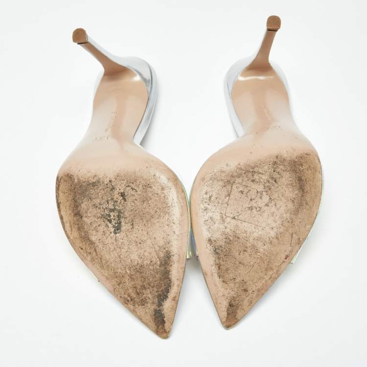 Pre Owned Gianvito Rossi Elle Size 39 Iridescent PVC Slide Sandals