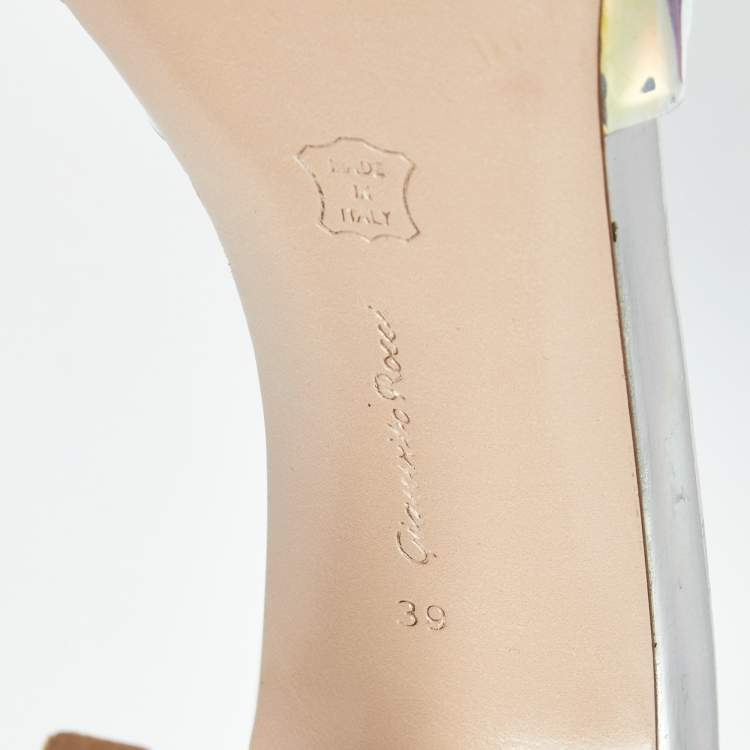 Pre Owned Gianvito Rossi Elle Size 39 Iridescent PVC Slide Sandals