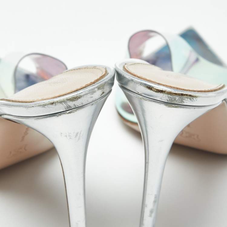 Pre Owned Gianvito Rossi Elle Size 39 Iridescent PVC Slide Sandals
