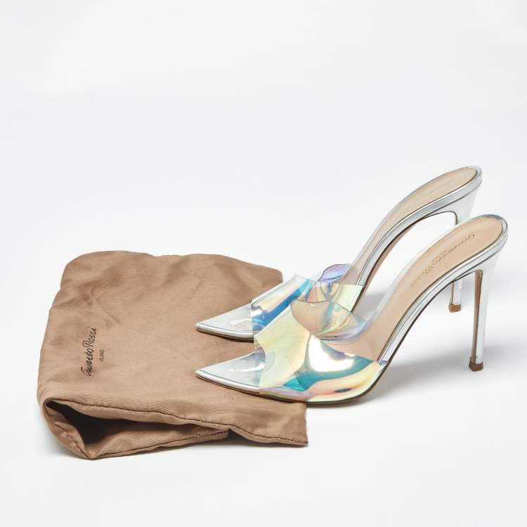 Pre Owned Gianvito Rossi Elle Size 39 Iridescent PVC Slide Sandals