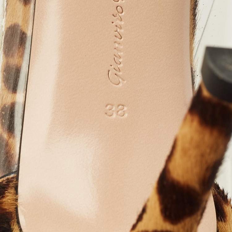 Pre Owned Gianvito Rossi Plexi Size 38 Brown/Transparent Leopard Print Calf Hair and PVC Pumps