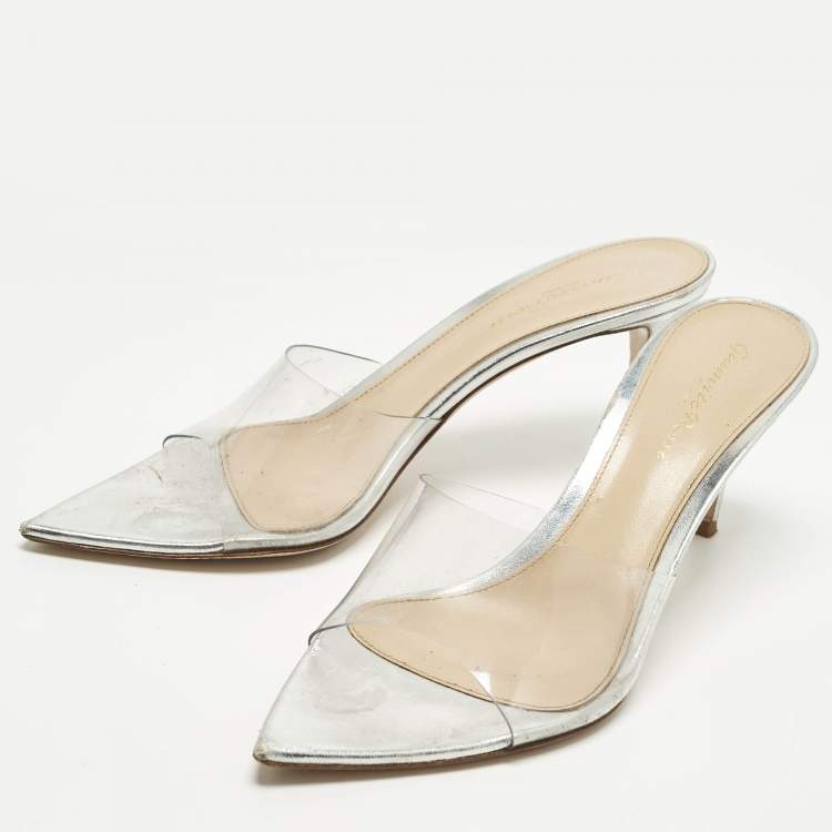 Pre Owned Gianvito Rossi Elle Size 38 Transparent PVC Slide Sandals