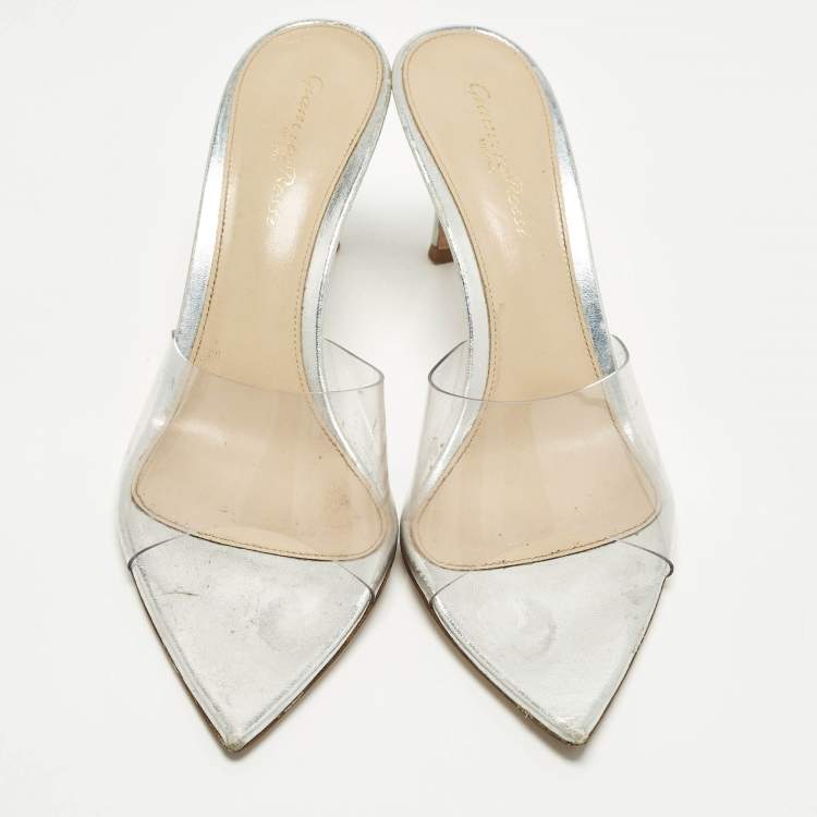 Pre Owned Gianvito Rossi Elle Size 38 Transparent PVC Slide Sandals